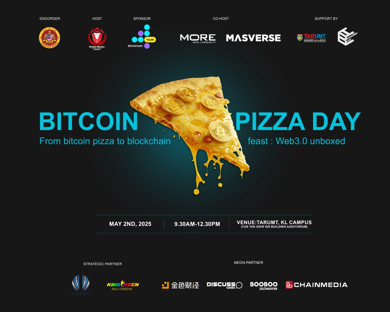 从比特币披萨到区块链盛宴——Web3.0 UNBOXED 走进 TARUMT邀你一起庆祝 BTC Pizza Day